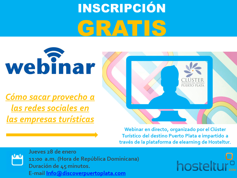 Clúster Turístico de Puerto Plata junto al portal Hosteltur impartirán Webinars sobre Turismo
