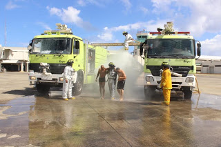 Aerodom realiza en el AIGL simulacro de emergencia de aeronave con mercancía peligrosa