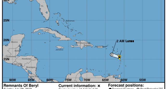 Beryl se volvió agua y puede caer hasta 100 milímetros