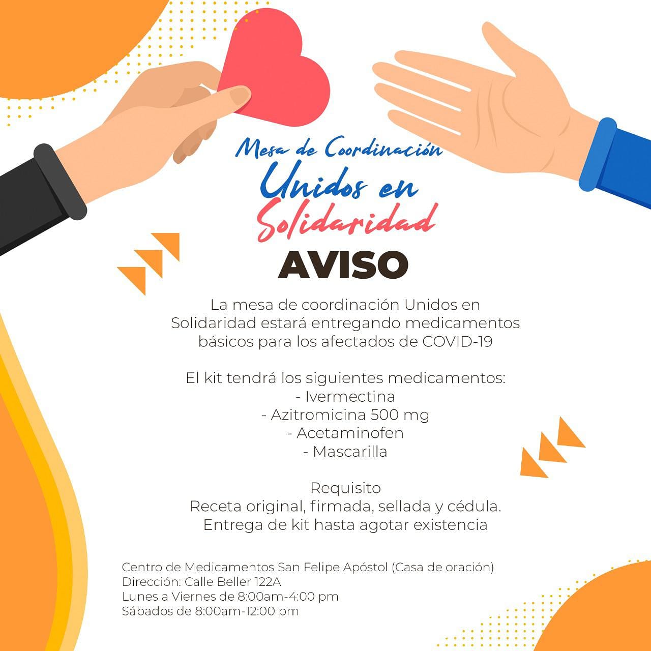 Mesa Unidos en Solidaridad donará kits de manejo temprano a pacientes de COVID-19 en Puerto Plata