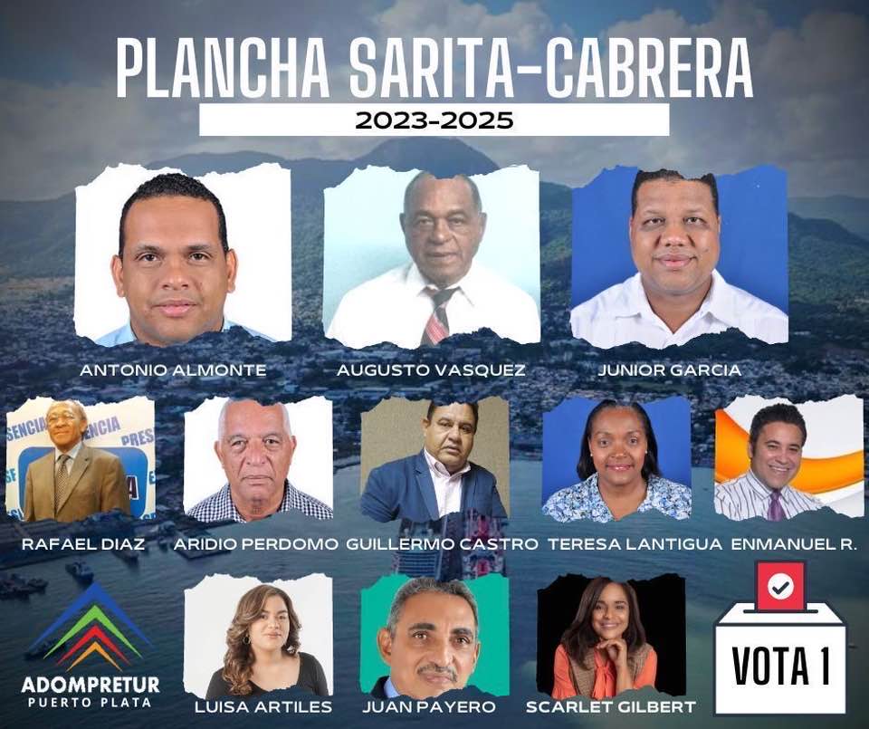 La plancha Sarita-Cabrera, encabezada por Augusto Vásquez, obtuvo un 70 por ciento y gana elecciones de ADOMPRETUR Puerto Plata