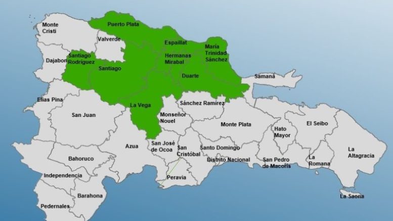 Puerto Plata y otras siete provincias en alerta verde por vaguada y sistema frontal