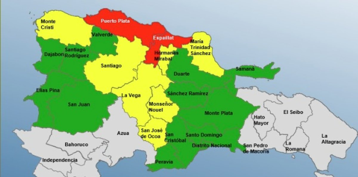 El COE eleva a alerta roja a Puerto Plata y Espaillat