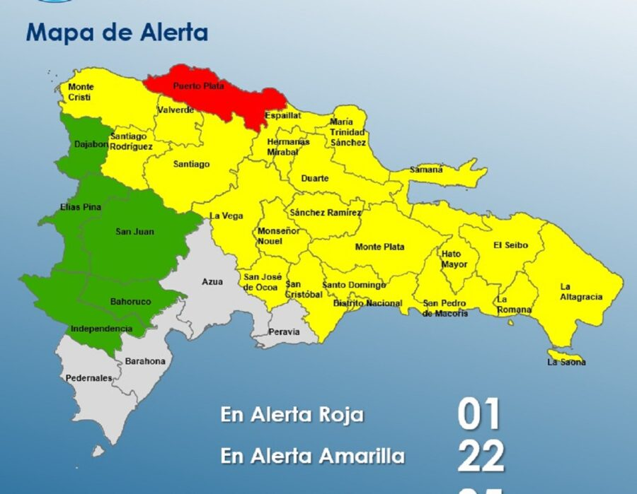 COE coloca a Puerto Plata en alerta roja y baja a Santo Domingo a alerta amarilla por lluvias